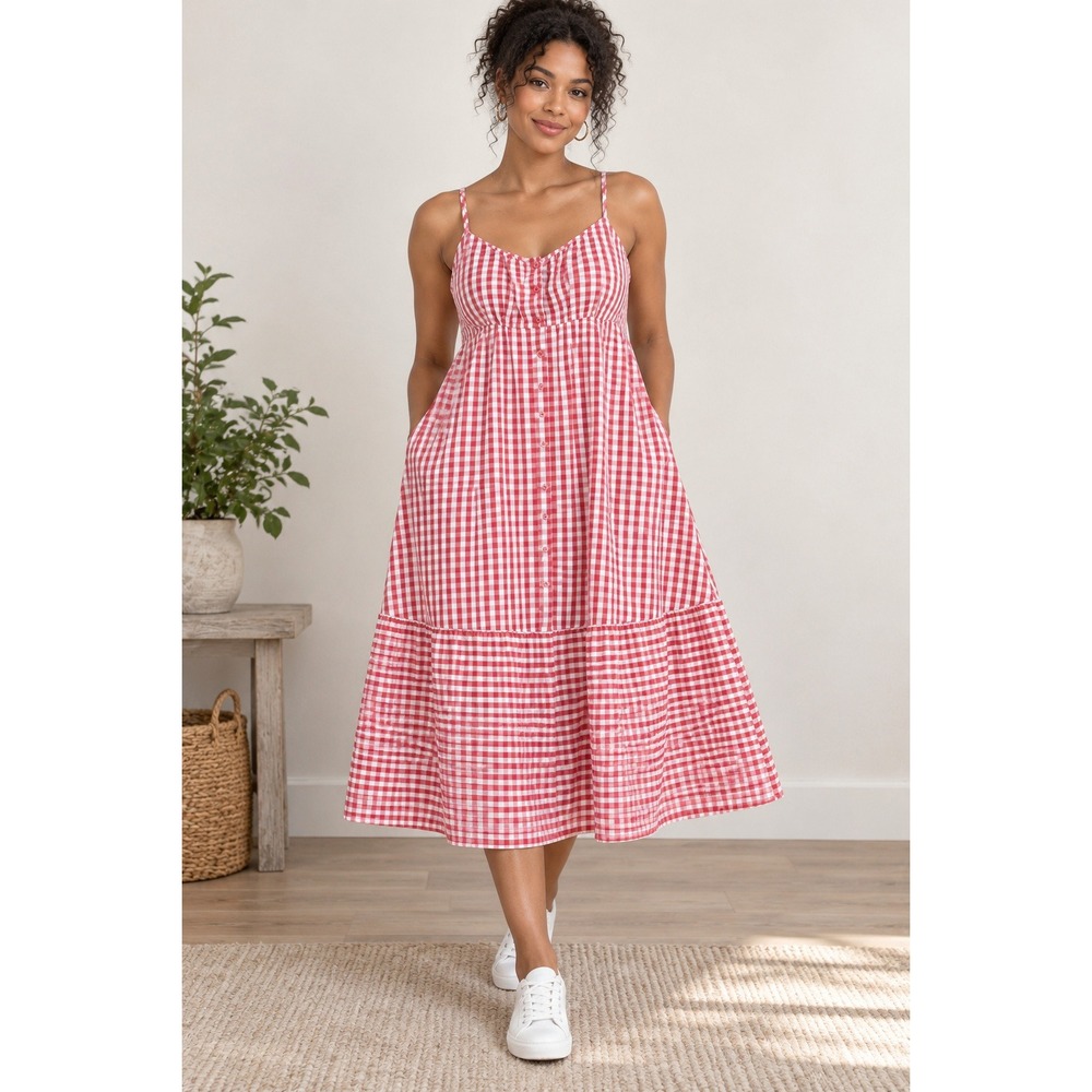 Gingham Maxi Dress Picnic Cottagecore Summer Boho European Summer Garden Party